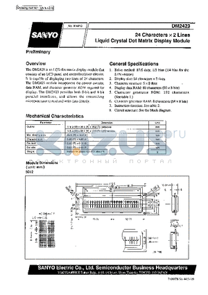 DM2423-0BL7 datasheet - 24 characters x 2 line Liquid Crystal Dot Matrix Display Module