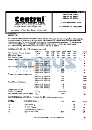 CBR10-080P datasheet - SILICON BRIDGE RECTIFIER