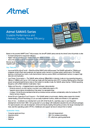 ATSAM4SD32BA-MU datasheet - Scalable Performance and Memory Density, Power Efficiency