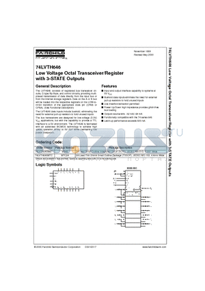 74LVTH646MTC datasheet - Low Voltage Octal Transceiver/Register with 3-STATE Outputs