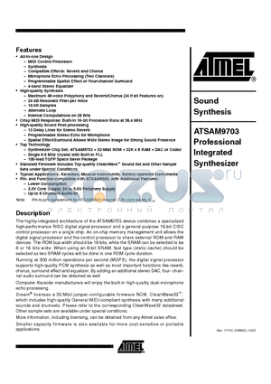 ATSAM9703 datasheet - Sound Synthesis