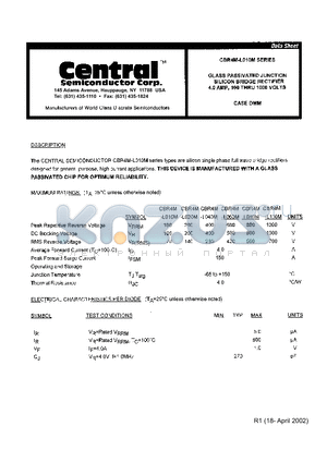 CBR4M-L020M datasheet - GLASS PASSIVATED JUNCTION SILICON BRIDGE RECTIFIER