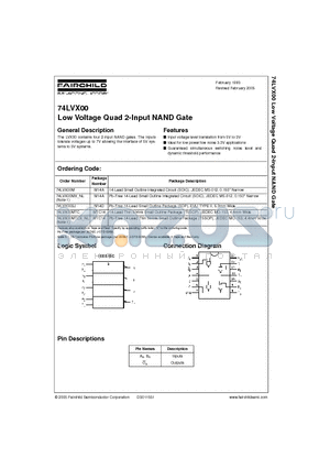 74LVX00MTC datasheet - Low Voltage Quad 2-Input NAND Gate