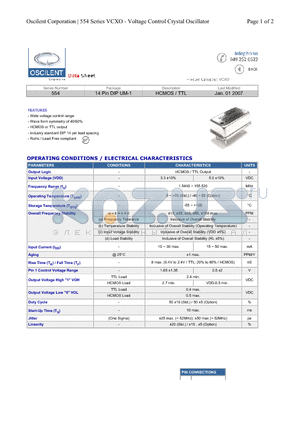554-12.0M-3GN-TP310 datasheet - HCMOS / TTL