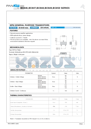 BC846B datasheet - NPN GENERAL PURPOSE TRANSISTORS