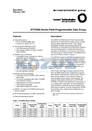 ATT3020-100J132I datasheet - Field-Programmable Gate Arrays