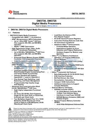 DM3725CBCA datasheet - Digital Media Processors