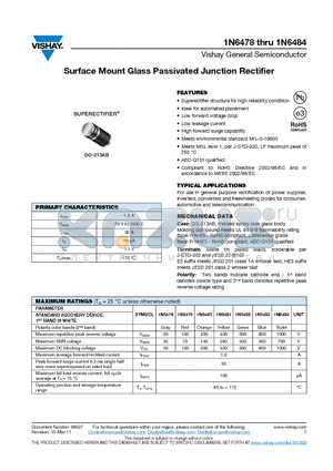 1N6478 datasheet - Surface Mount Glass Passivated Junction Rectifier