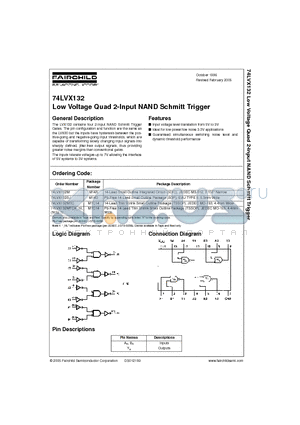 74LVX132MTC datasheet - Low Voltage Quad 2-Input NAND Schmitt Trigger