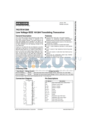 74LVX161284MEAX datasheet - Low Voltage IEEE 161284 Translating Transceiver