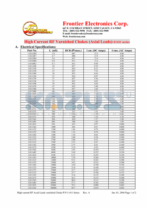 114115R6 datasheet - High Current RF Varnished Chokes (Axial Leads)