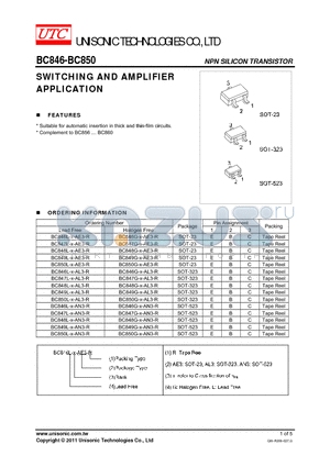 BC846G-A-AN3-R datasheet - SWITCHING AND AMPLIFIER APPLICATION