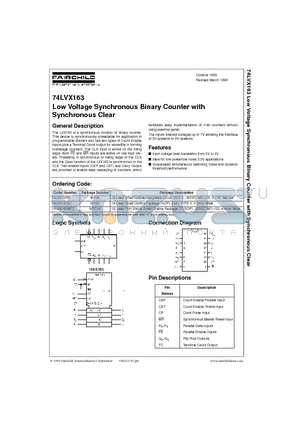 74LVX163M datasheet - Low Voltage Synchronous Binary Counter with Synchronous Clear