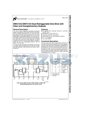 DM54123J-MIL datasheet - Dual Retriggerable One-Shot with Clear and Complementary Outputs