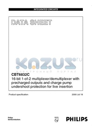 CBT6832CDGG datasheet - 16-bit 1-of-2 multiplexer/demultiplexer with precharged outputs and charge pump undershoot protection for live insertion