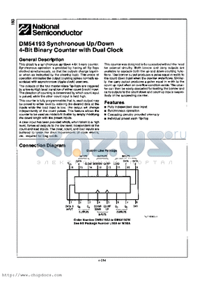 DM54193W datasheet - Synchronous Up/Down 4-Bit Binary Counter with Dual Clock