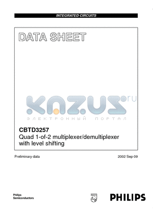 CBTD3257D datasheet - Quad 1-of-2 multiplexer/demultiplexer with level shifting