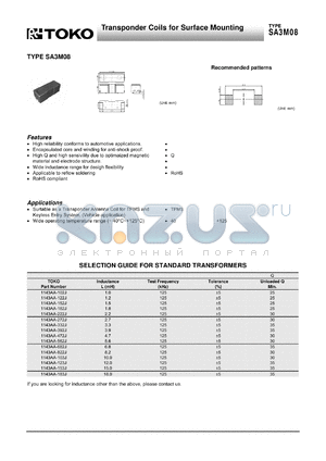 1143AA-332J datasheet - Transponder Coils for Surface Mounting