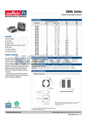 29L332C datasheet - Shielded Surface Mount Inductors