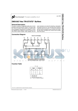 DM54367W datasheet - Hex TRI-STATE Buffers