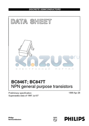 BC846T datasheet - NPN general purpose transistors