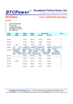 2A-05N datasheet - 1.0 To 1.5W DC-DC Converters