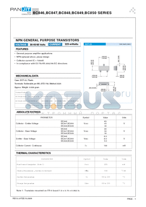 BC846_09 datasheet - NPN GENERAL PURPOSE TRANSISTORS