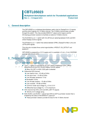 CBTL05023 datasheet - Multiplexer/demultiplexer switch for Thunderbolt applications