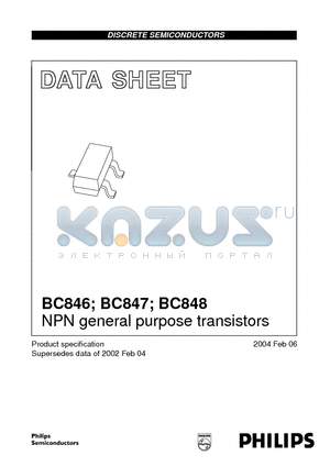 BC847 datasheet - NPN general purpose transistors