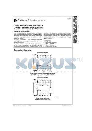 DM5490W datasheet - Decade and Binary Counters