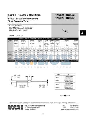 1N6527 datasheet - 2,000 V - 10,000 V Rectifiers