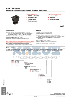 DM54J71S205Q6 datasheet - Miniature Illuminated Power Rocker Switches