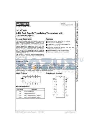 74LVX3245 datasheet - 8-Bit Dual Supply Translating Transceiver with 3-STATE Outputs