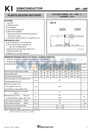 2A01 datasheet - PLASTIC SILICON RECTIFIER