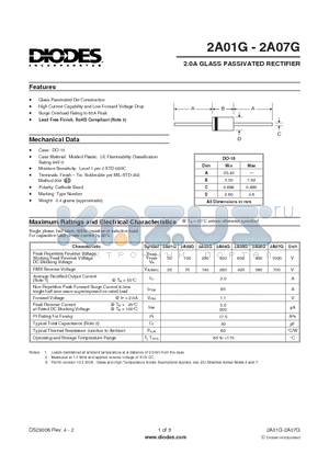 2A01G_1 datasheet - 2.0A GLASS PASSIVATED RECTIFIER