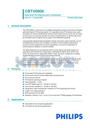 CBTU0808EE/G datasheet - Dual lane PCI Express port multiplexer