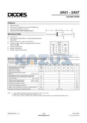 2A05 datasheet - 2.0A RECTIFIER