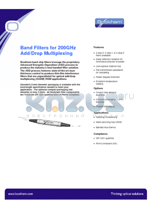 CBWCLU4315533290653 datasheet - Band Filters for 200GHz Add/Drop Multiplexing