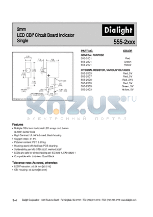 555-2007 datasheet - 2mm LED CBI Circuit Board Indicator Single
