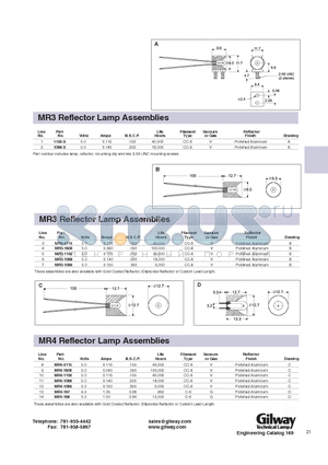 1150-3 datasheet - MR3 Reflector Lamp Assemblies