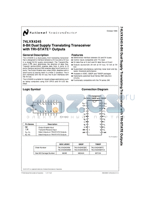 74LVX4245WM datasheet - 8-Bit Dual Supply Translating Transceiver with TRI-STATE Outputs