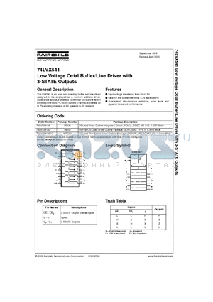 74LVX541MTC datasheet - Low Voltage Octal Buffer/Line Driver with 3-STATE Outputs