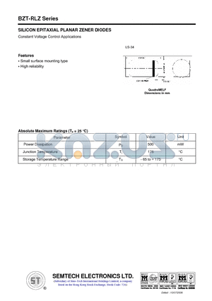 BZT-RLZ2V7B datasheet - SILICON EPITAXIAL PLANAR ZENER DIODES