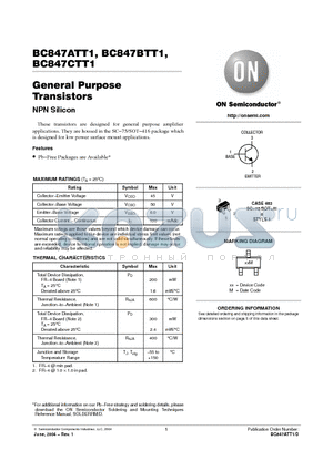 BC847BTT1 datasheet - General Purpose Transistors NPN Silicon