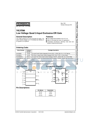 74LVX86M datasheet - Low Voltage Quad 2-Input Exclusive-OR Gate