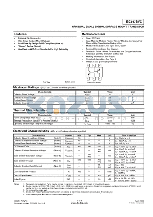 BC847BVC_09 datasheet - NPN DUAL SMALL SIGNAL SURFACE MOUNT TRANSISTOR