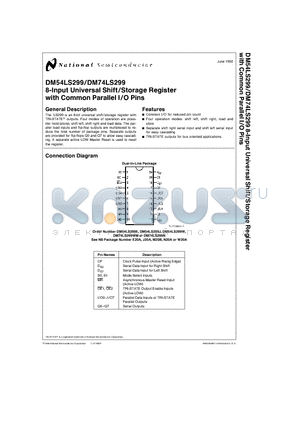 DM54LS299J datasheet - 8-Input Universal Shift/Storage Register with Common Parallel I/O Pins