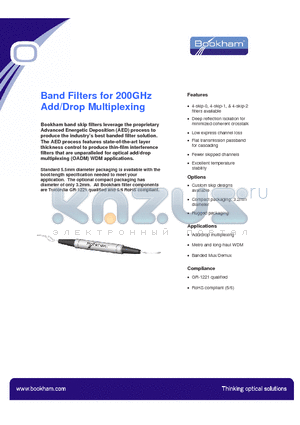 CBWRFU5215533290653 datasheet - Band Filters for 200GHz Add/Drop Multiplexing