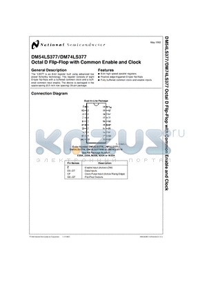 DM54LS377W datasheet - Octal D Flip-Flop with Common Enable and Clock