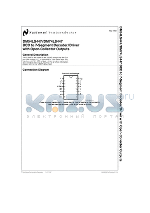 DM54LS447 datasheet - BCD to 7-Segment Decoder/Driver with Open-Collector Outputs